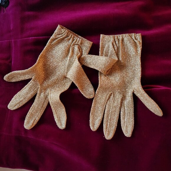 Vintage Perrin Gold Textured Metallic Gloves - XS - Picture 2 of 5